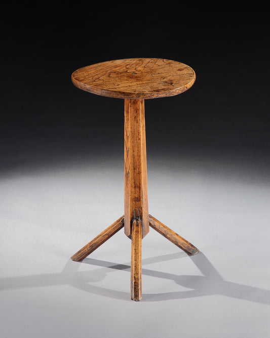 Sculptural Georgian Primitive Tripod Candle Stand