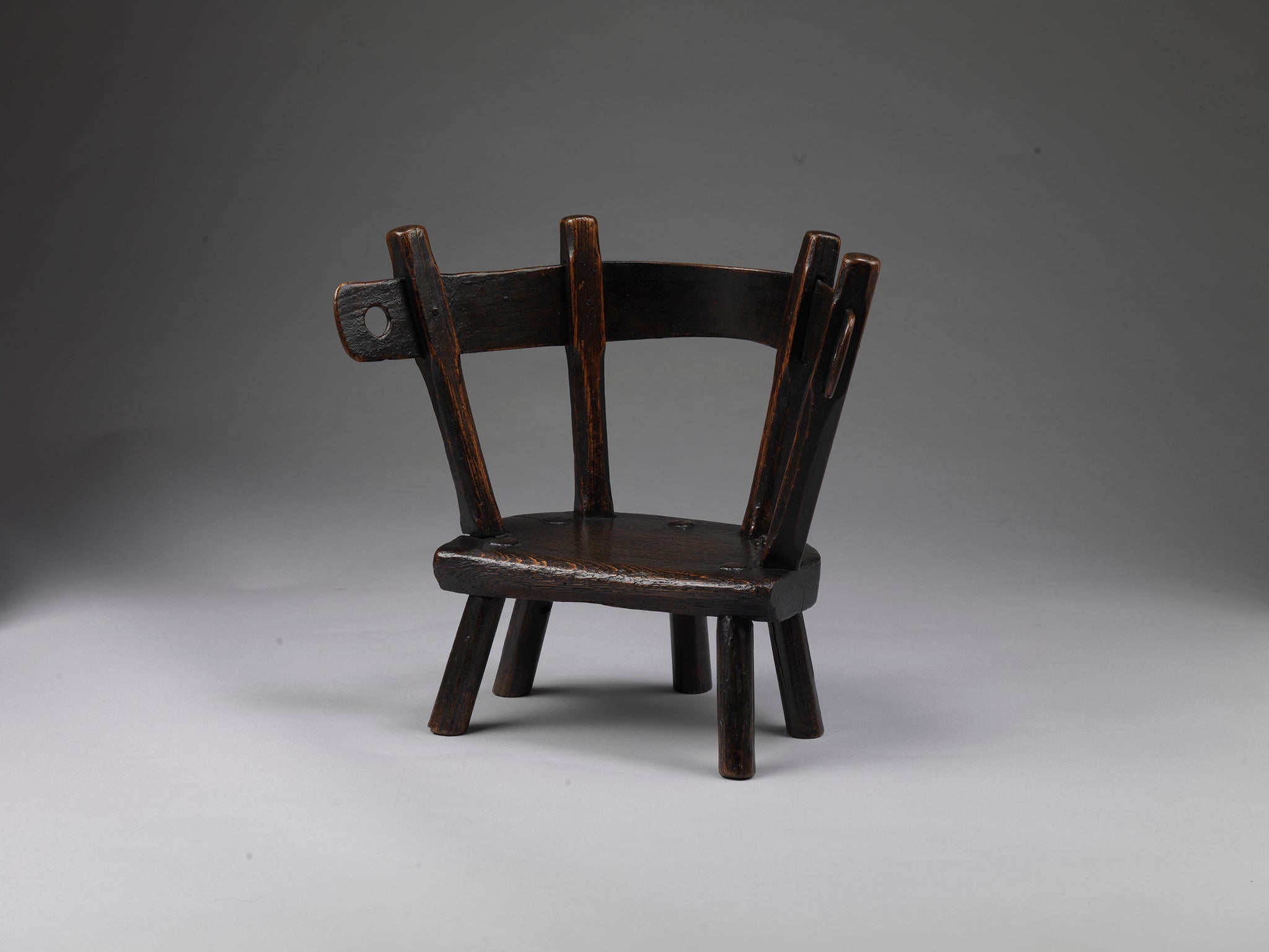 Rare Five Legged Primitive Windsor Child's Chair