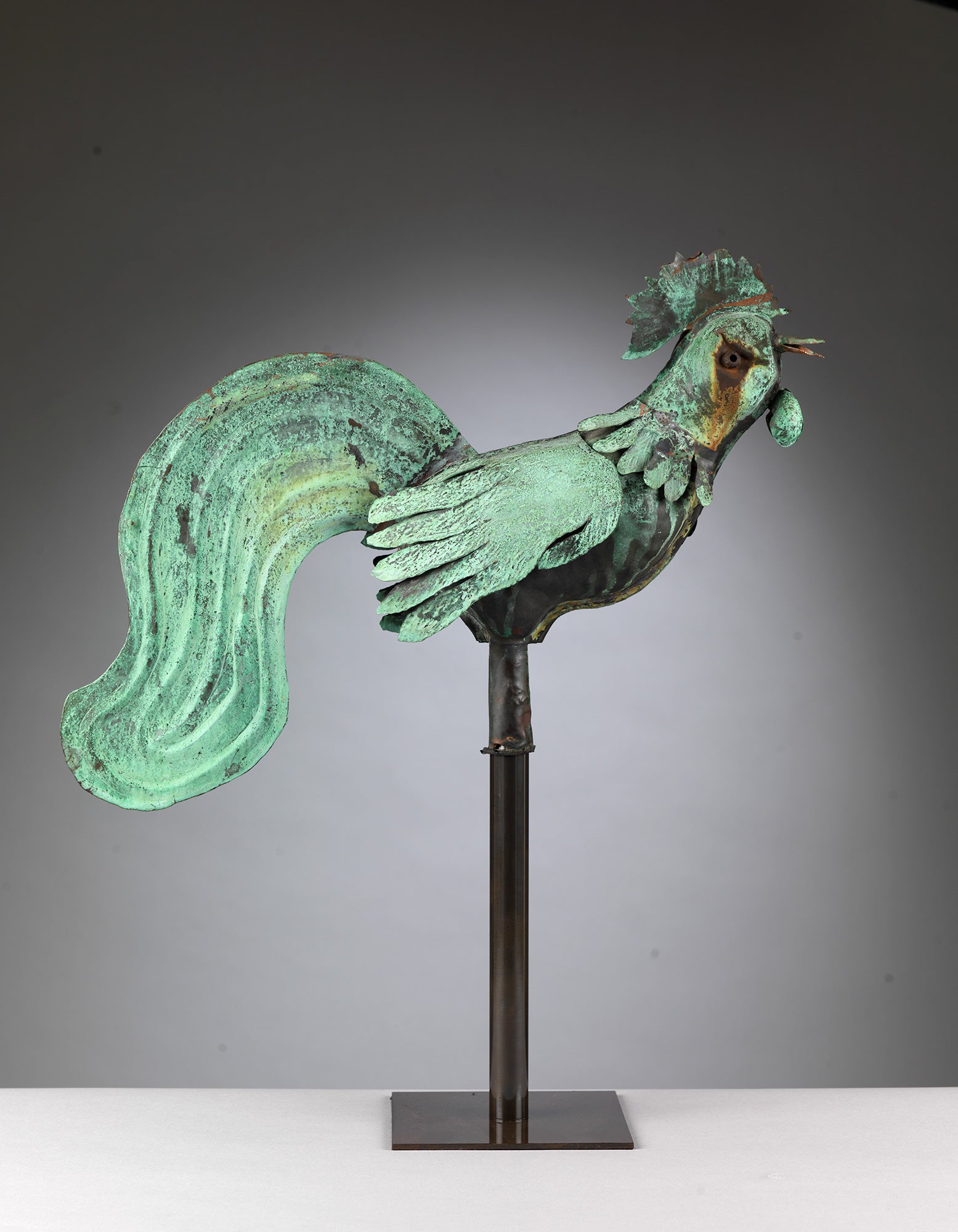 Exceptional Early Full-Bodied Cockerel Weathervane