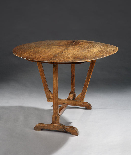 Fine Circular Folding Trestle Based Coaching or "Wine Tasting" Table
