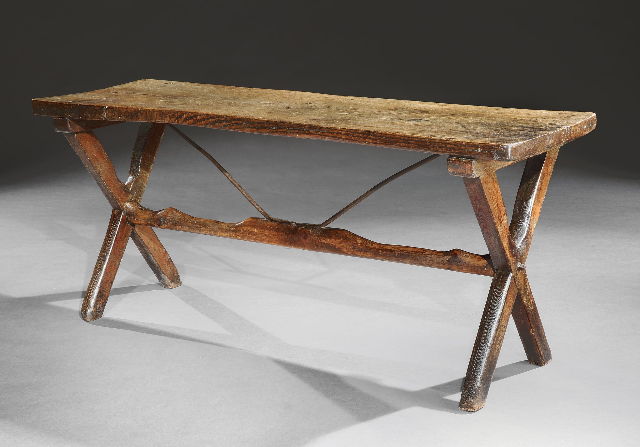 Sculptural Georgian Vernacular "X" Frame Tavern Table