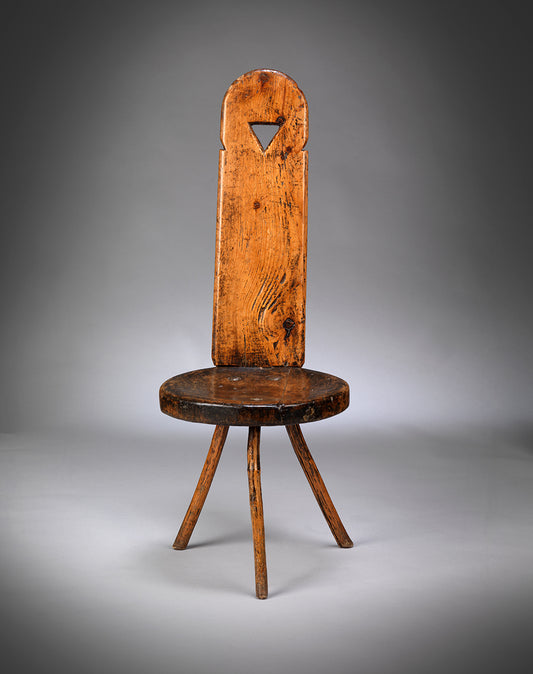 Sculptural Primitive Three Legged Backstool