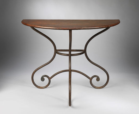Strikingly Graphic Pair of Demi-Lune Console Tables
