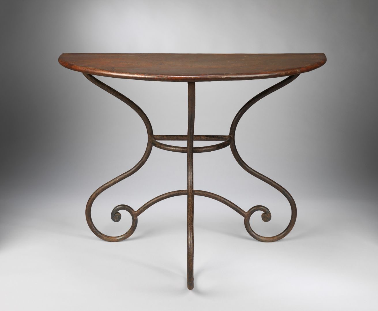 Strikingly Graphic Pair of Demi-Lune Console Tables
