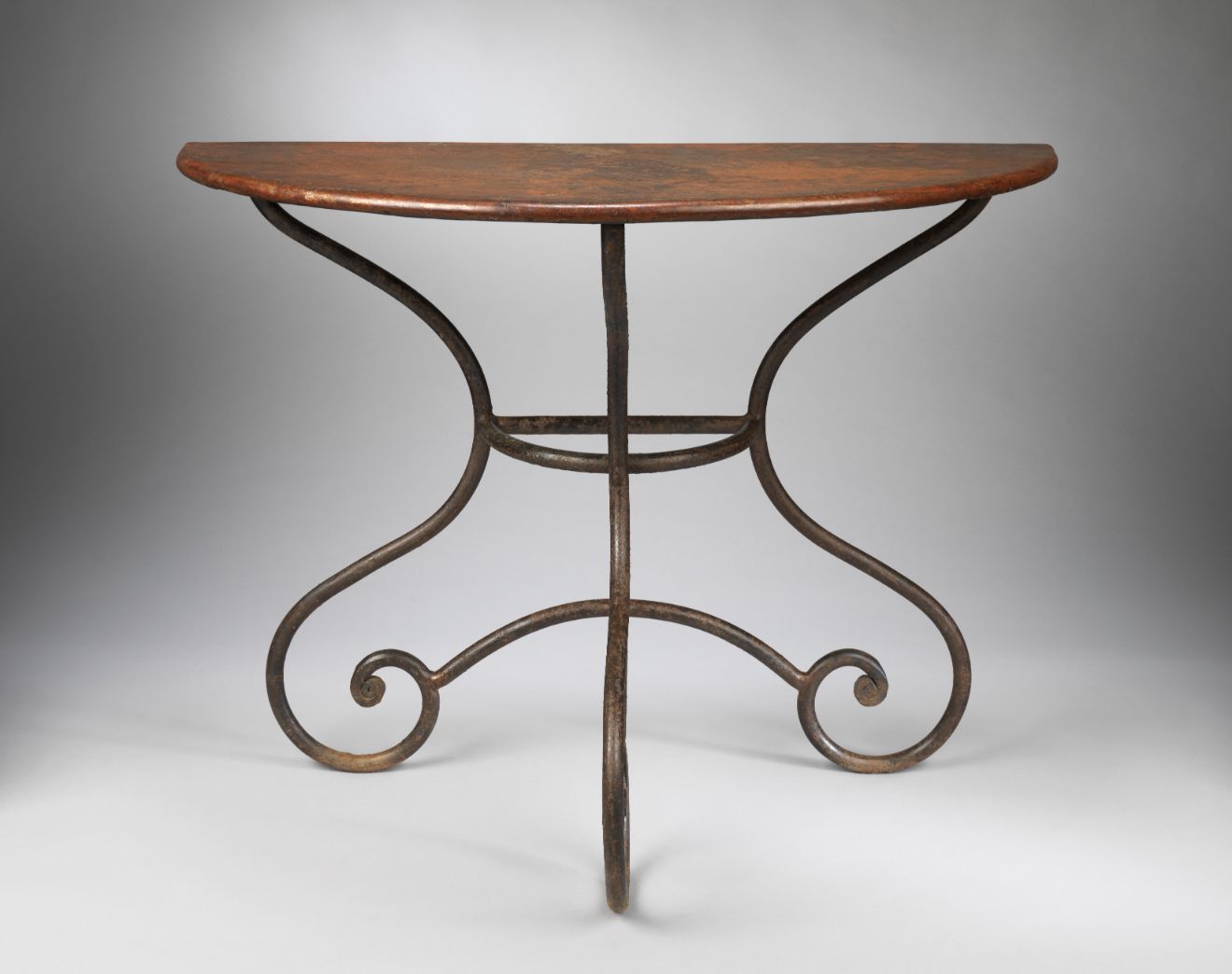 Strikingly Graphic Pair of Demi-Lune Console Tables