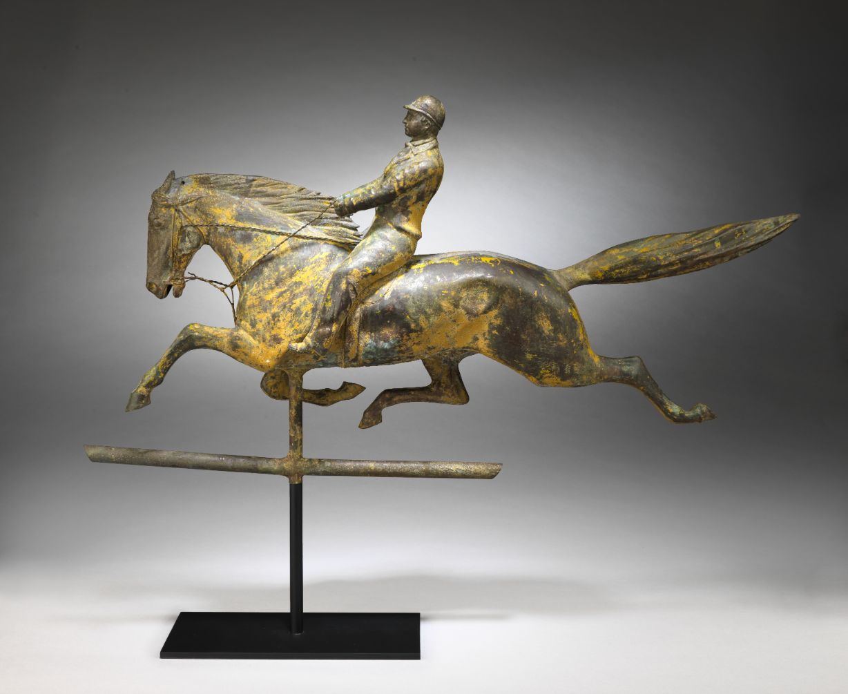 A Classic Swell-Bodied "Dexter" Horse and Rider Weathervane