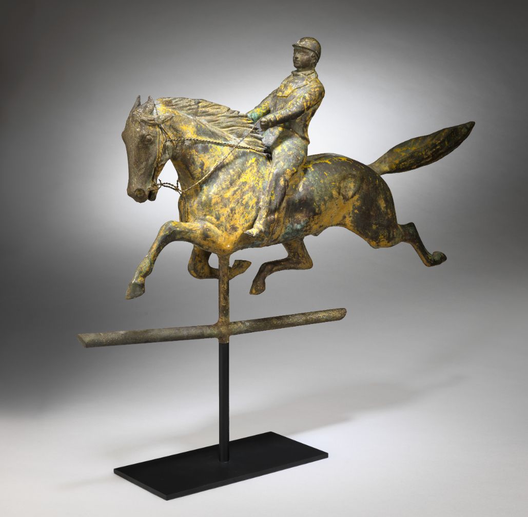 A Classic Swell-Bodied "Dexter" Horse and Rider Weathervane