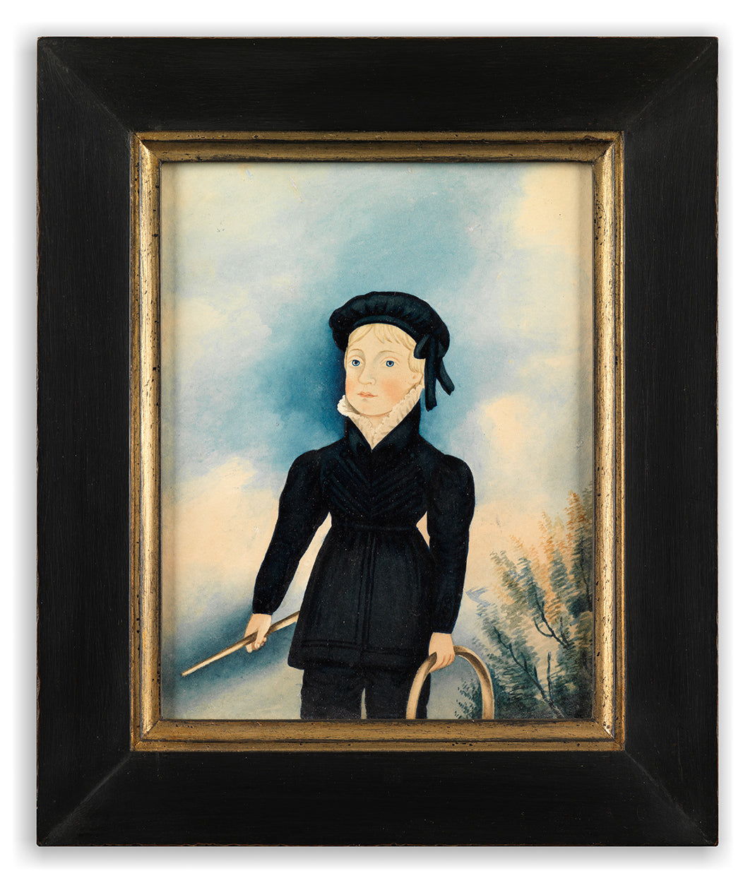 Bold Naïve Three-Quarter Length Folk Art Portrait of a Boy