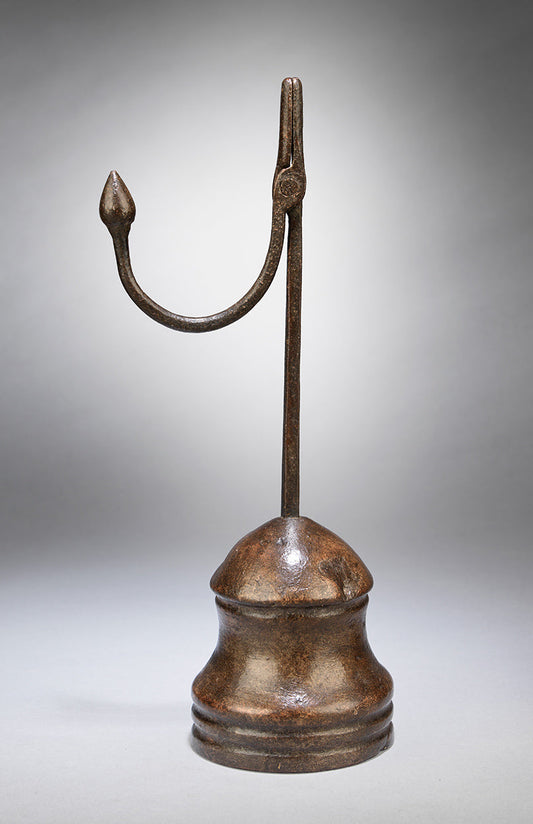 Elegant Georgian Rushlight Nip on Turned Wooden Base