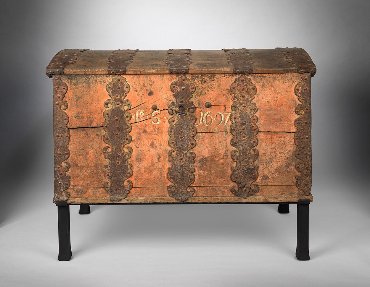 Exceptional Early Folk Art Marriage Chest