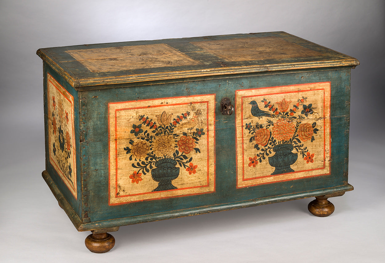 Fine Folk Art Painted Marriage Chest