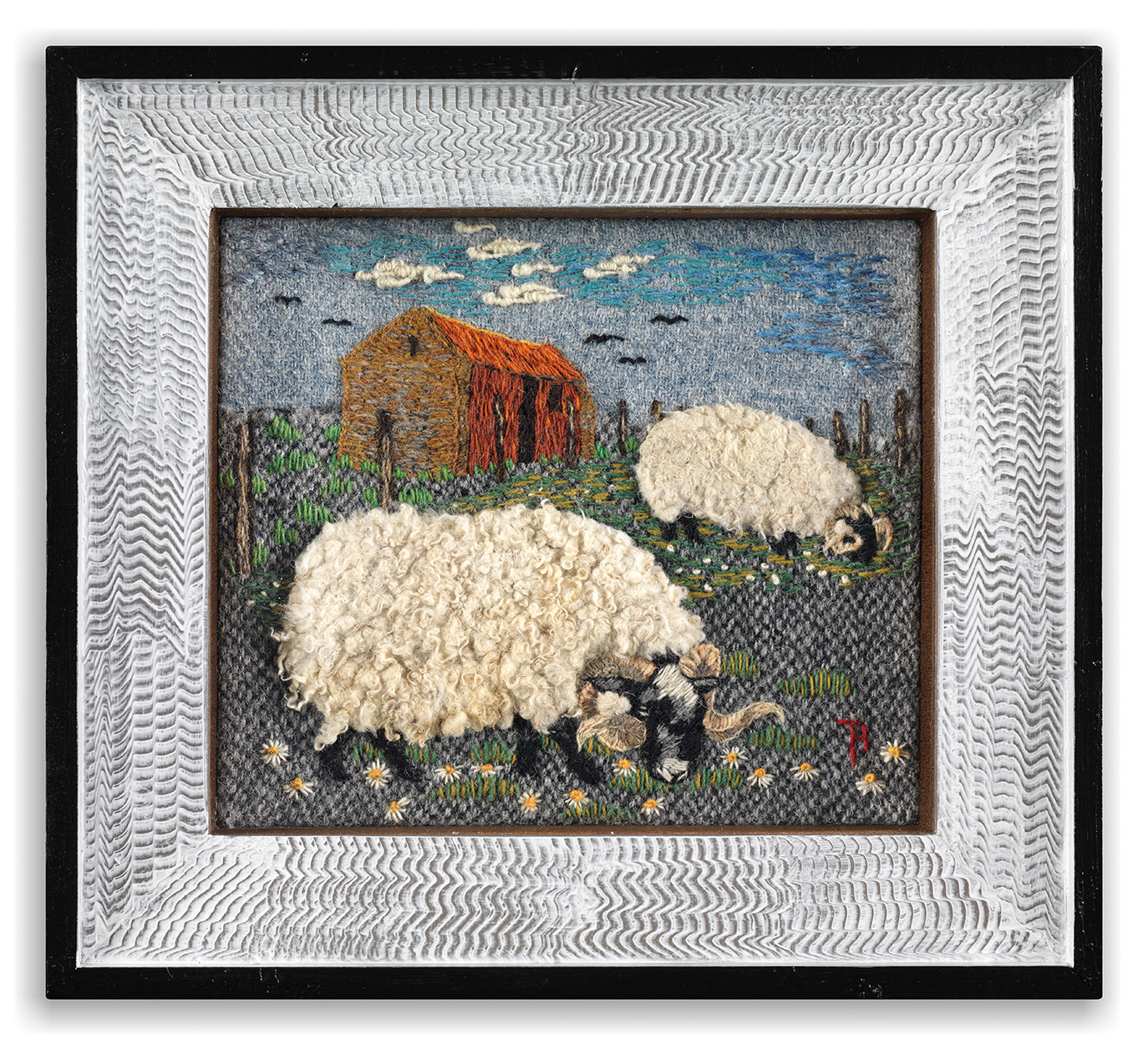 Two Rams and Sheep Shed in Raw Wool