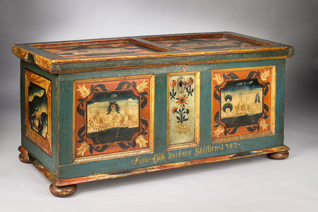 Documentary Folk Art Marriage Chest