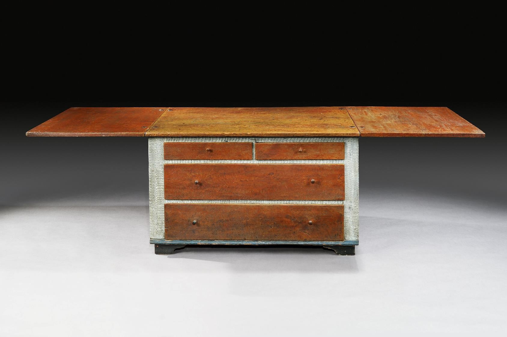 Exceptional Paint Decorated Drop Leaf Chest/Table
