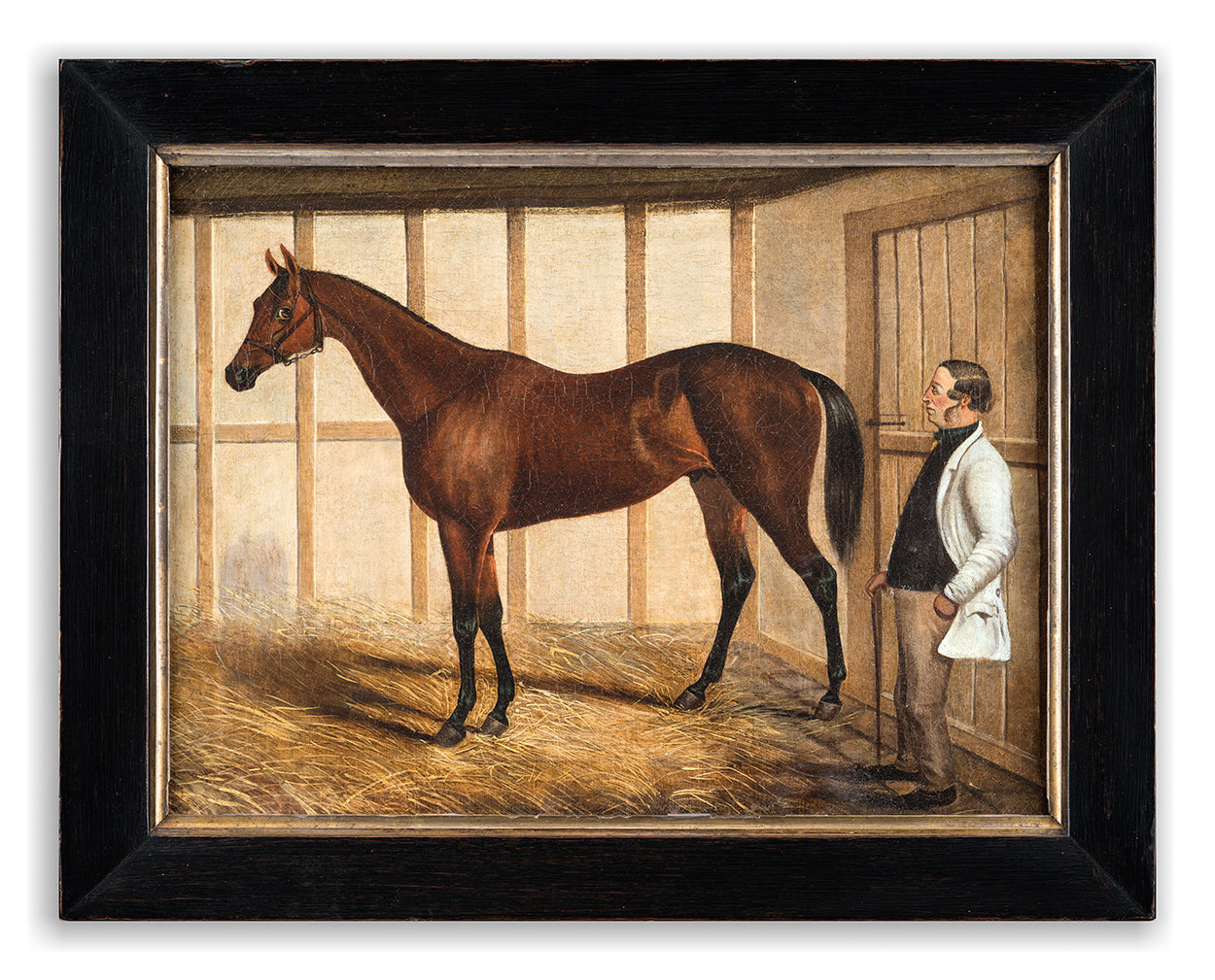 Unusual English Naive School Equestrian Portrait
