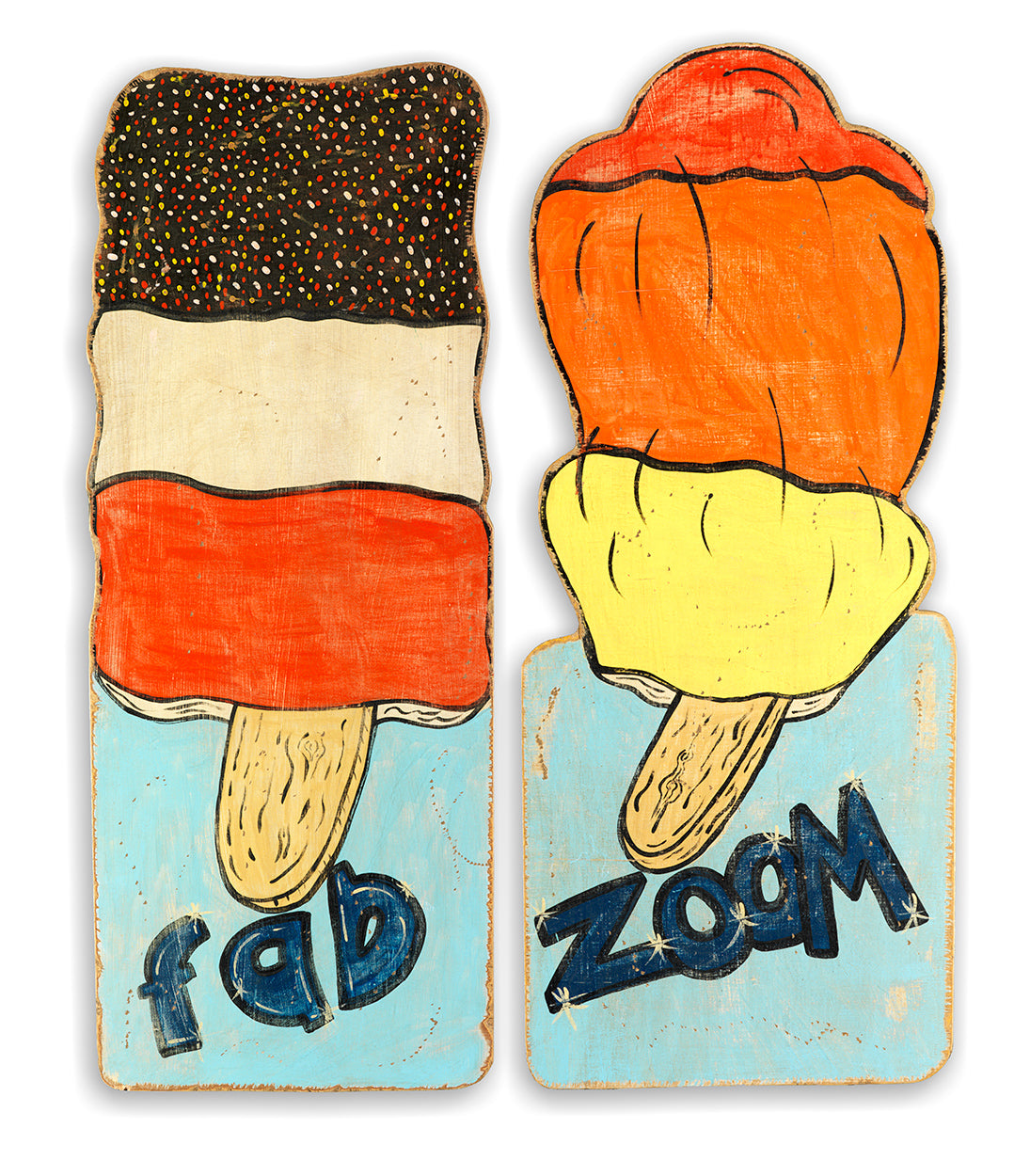 Vintage Ice Cream Trade Signs for "fab" and "zoom"