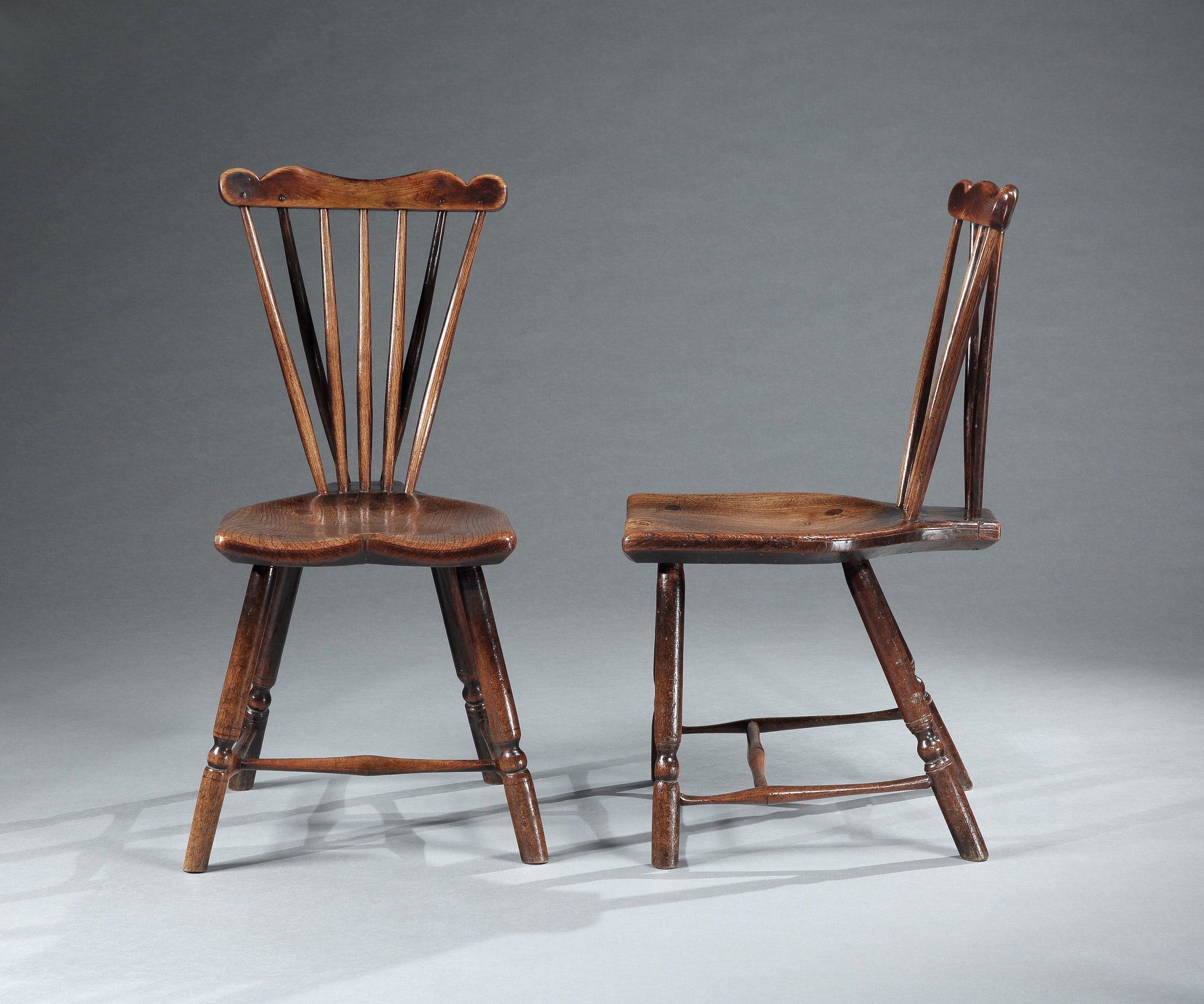 Exceptional Set of Rare Early Georgian Fan Back Windsor Chairs