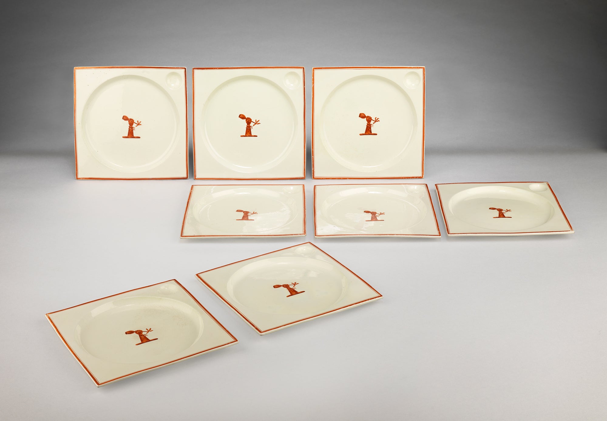 Rare Set of Eight Square Georgian Platters