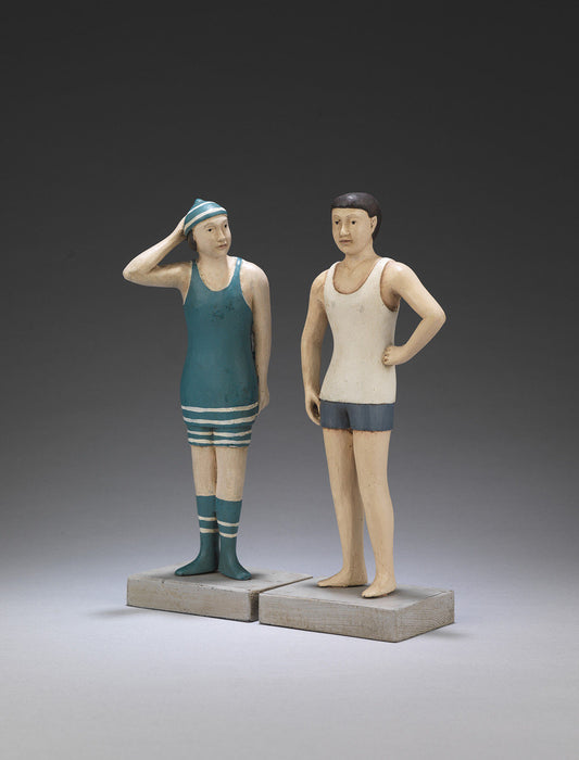 Two Naïve Folk Art Figures of Bathers
