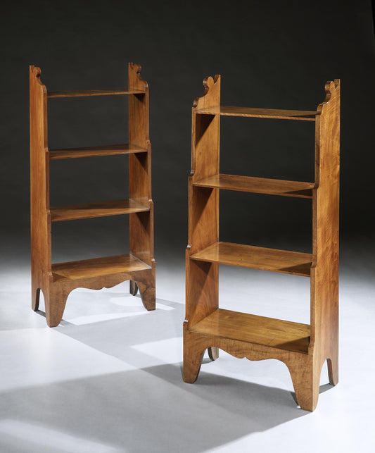 Unusual Pair of Provincial Waterfall Bookcases
