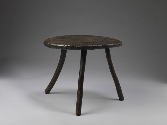 Low Circular Single Plank Top Primitive Table