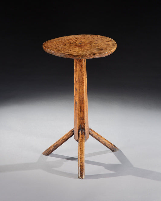 Sculptural Georgian Primitive Tripod Candle Stand