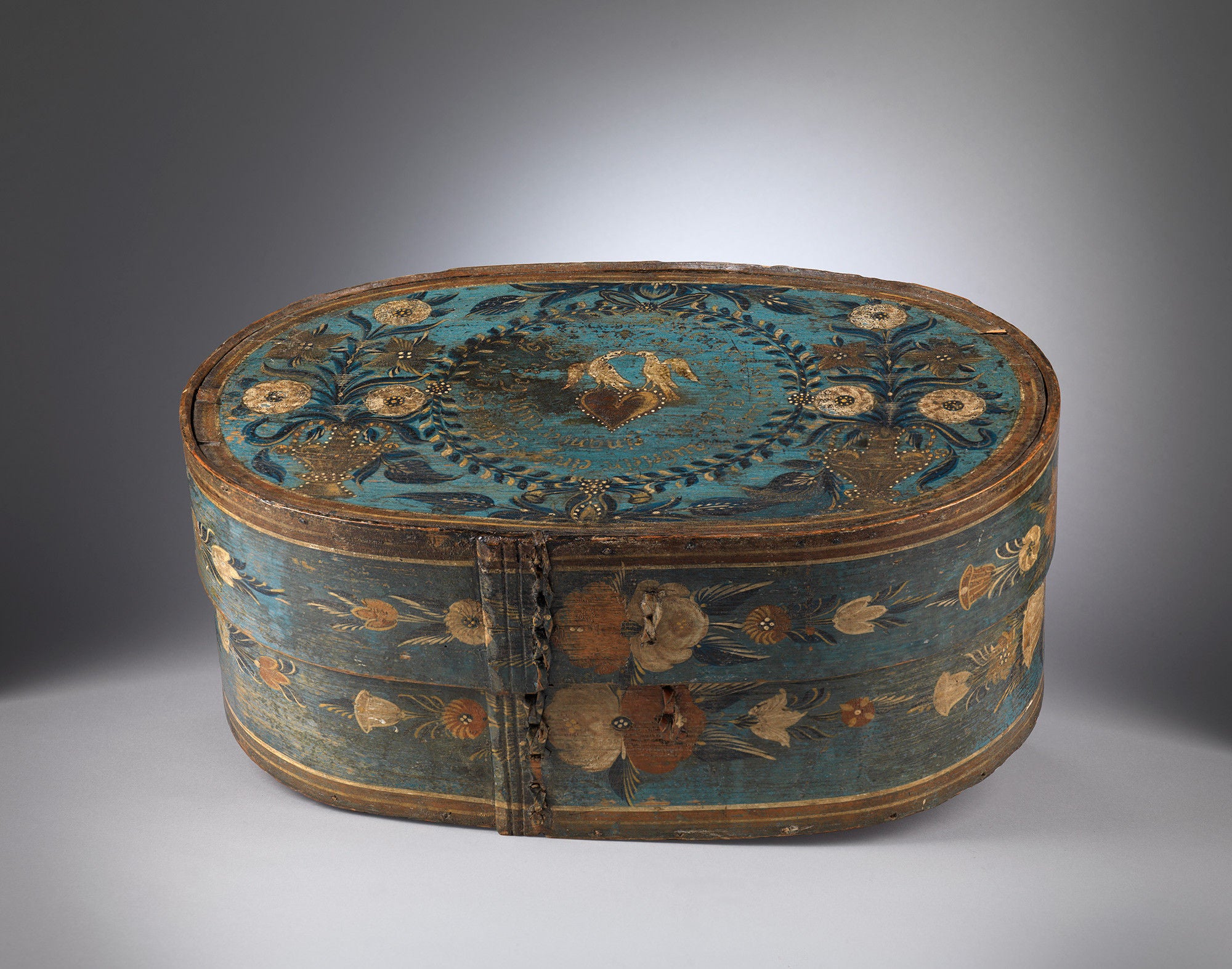 Remarkable Collection of Six Oval Bride's Boxes or "Brautschachteln"