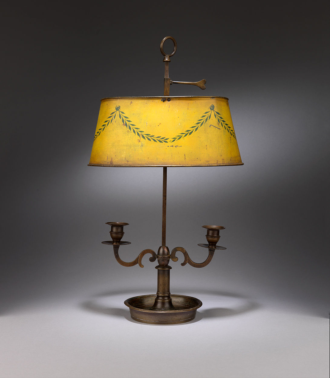 Twin Branch Student Lamp with Original Toleware Shade