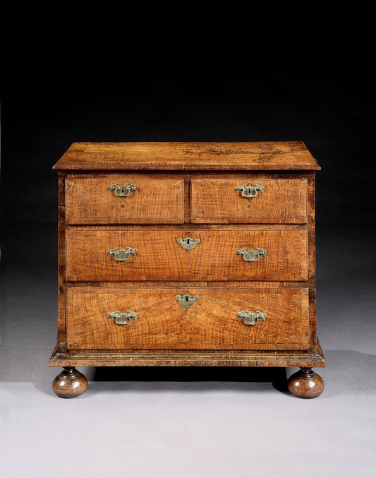 Fine Diminutive Queen Anne Bun Foot Chest of Drawers