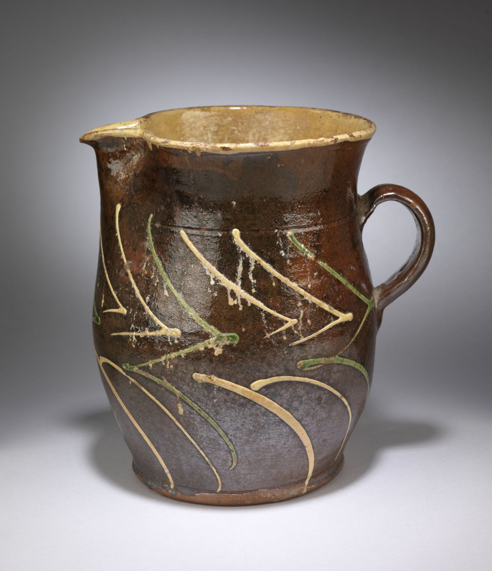 Large Pot-Bellied Earthenware Pitcher 