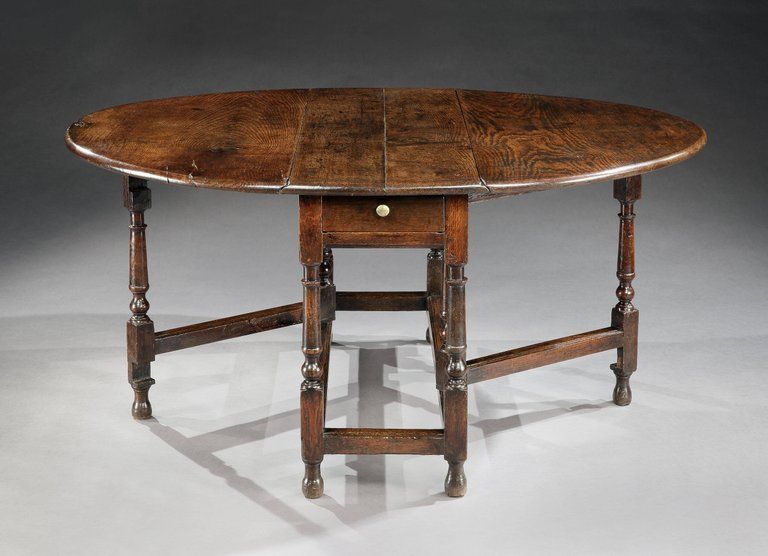 William and Mary Period Oval Drop Leaf Table 