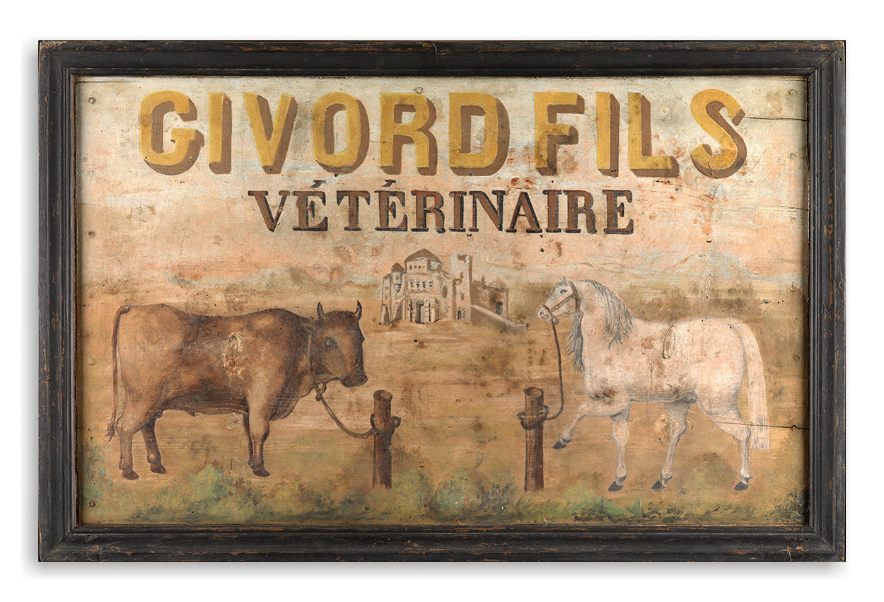 Fine Figurative Folk Art Trade Sign for "Givord Fils, Veterinaire" 