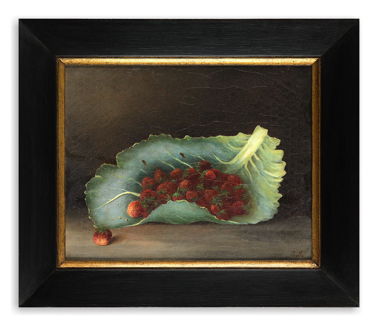 Still Life of Strawberries in a Leaf,