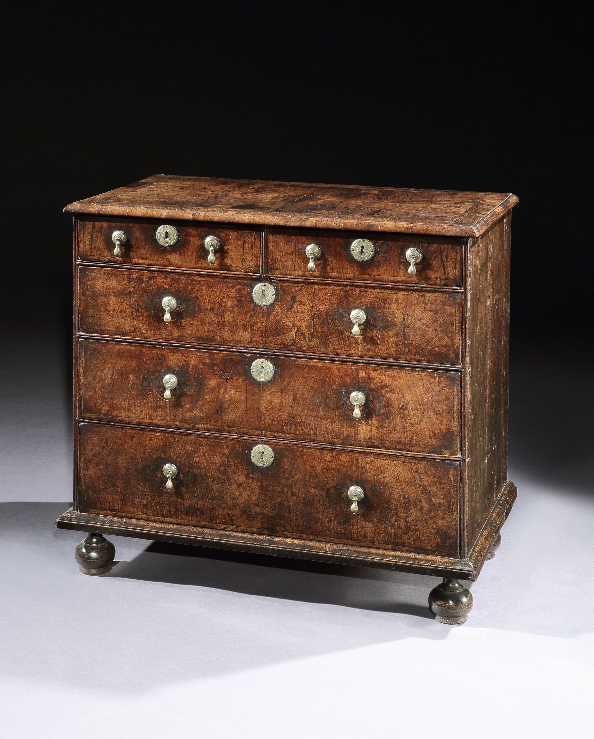 Queen Anne Period Chest of Two Short and Three Long Drawers 