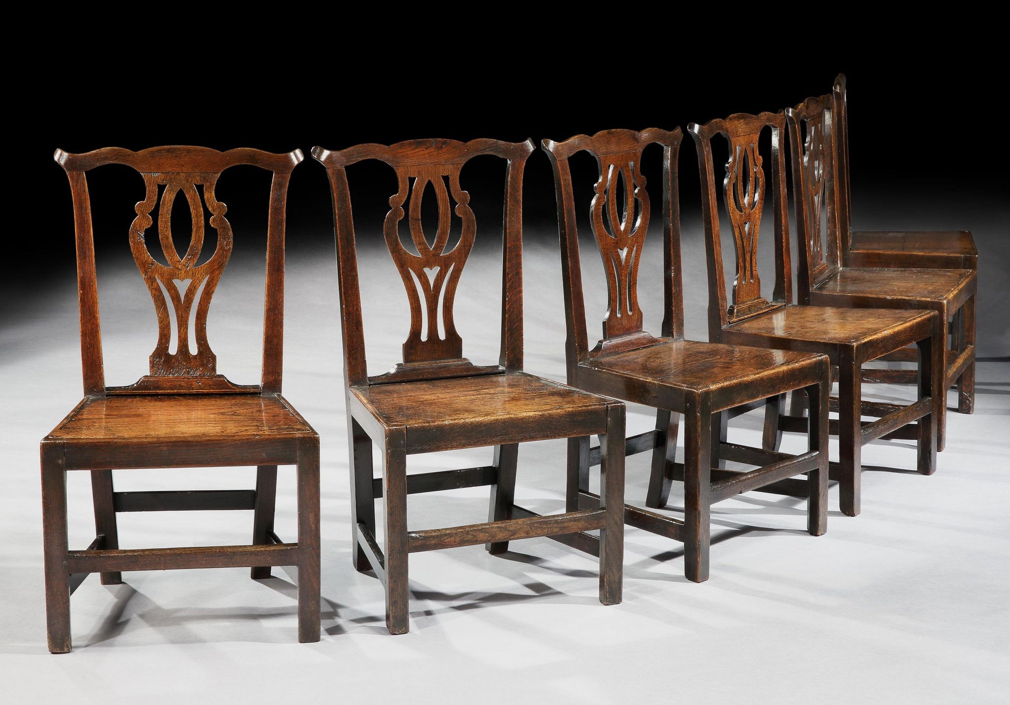 Set of Six Georgian "Country Chippendale" Dining Chairs 