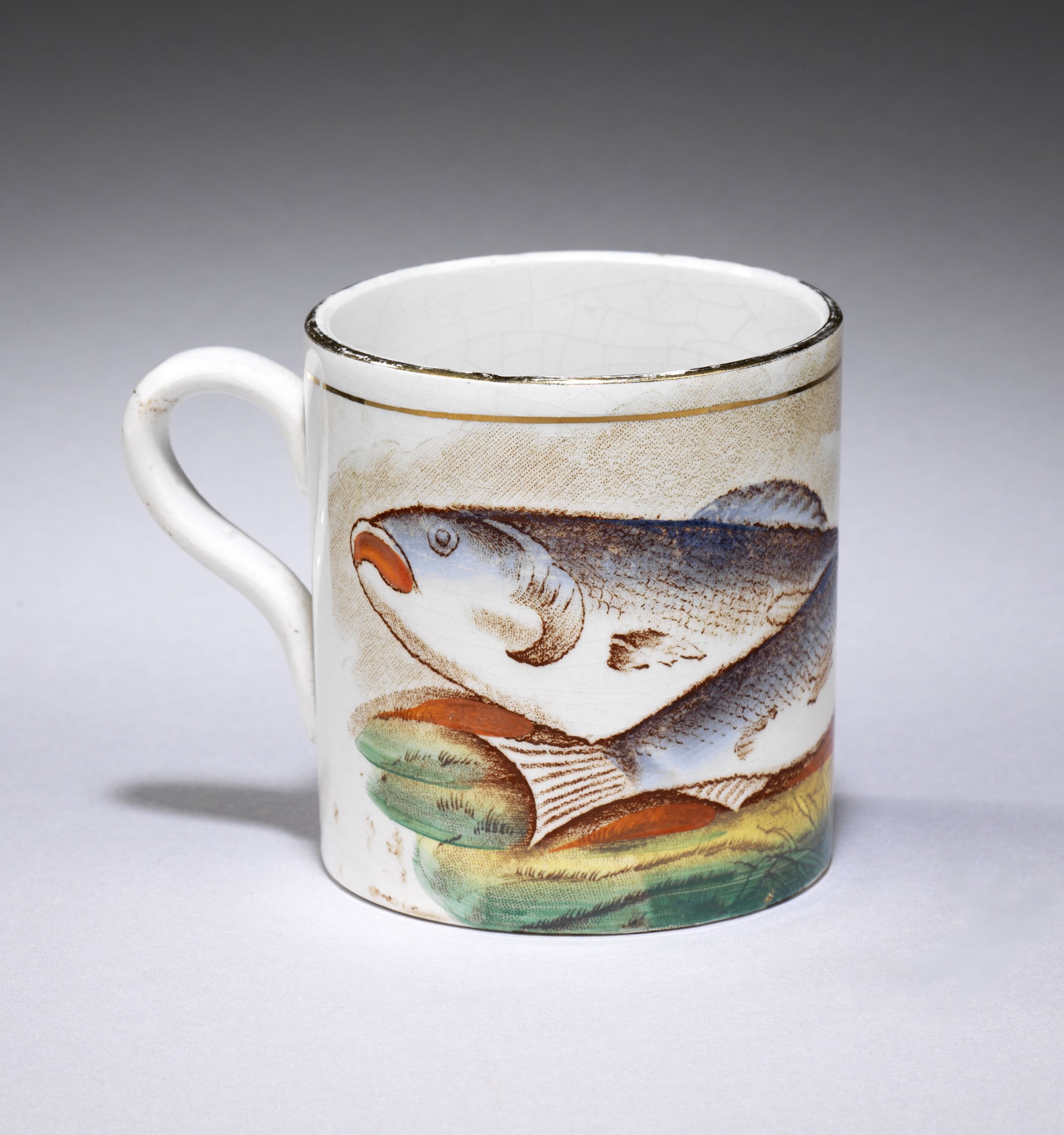 Fish Decorated Loop Handled Mug 