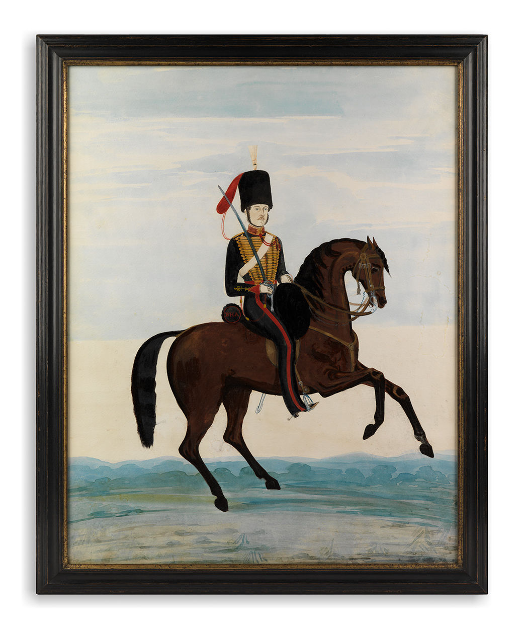 Remarkable Naïve Military Equestrian Portrait