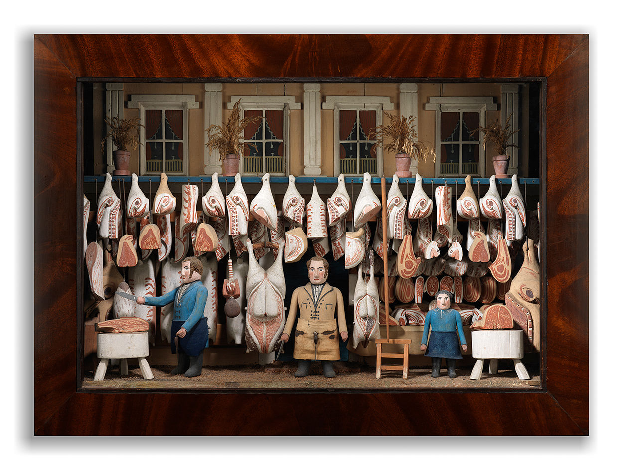 Exceptional Folk Art Butcher's Shop Diorama