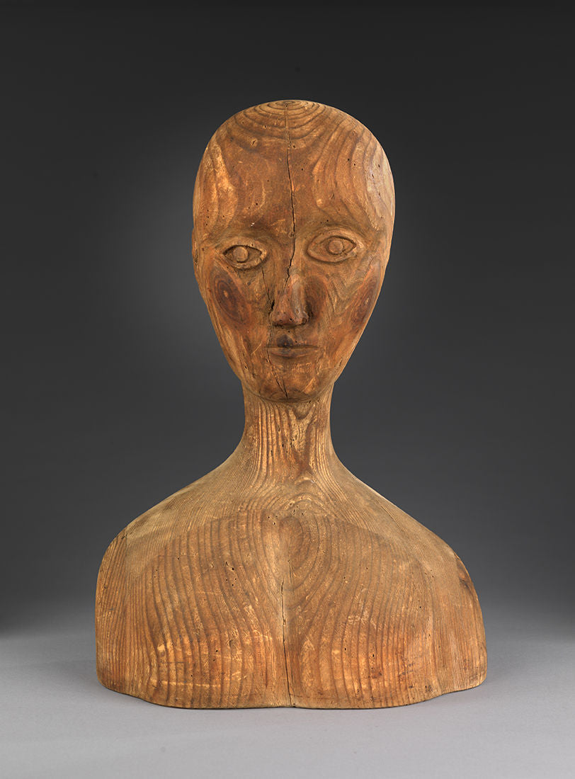 Naive Folk Art Sculpture of a Female Bust