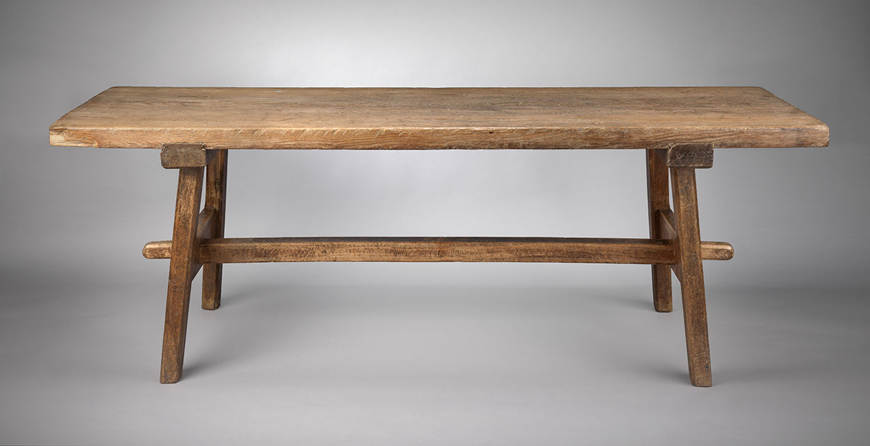 Sculptural Thick Top Trestle Table