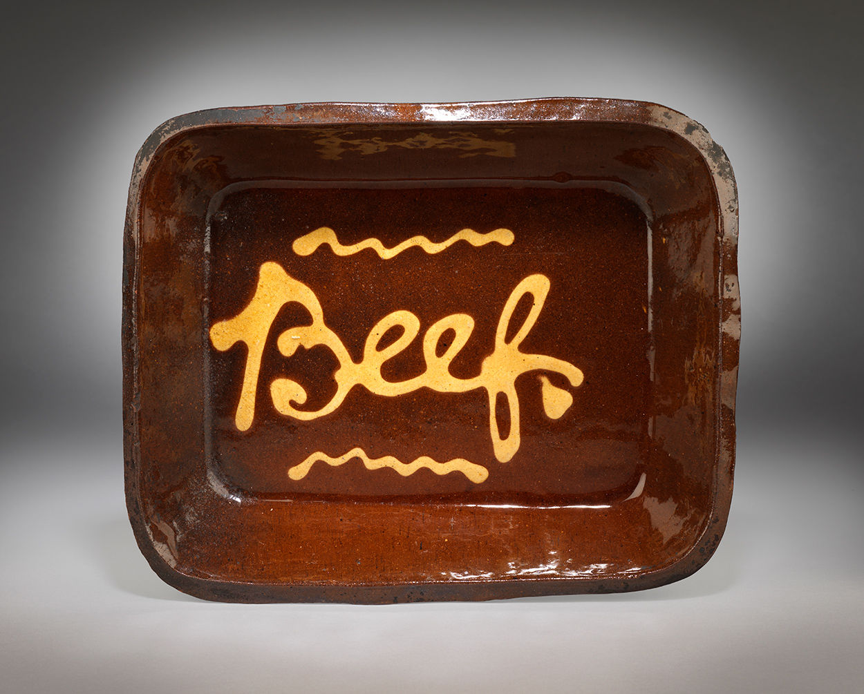 Unusual "Beef" Rectangular Pottery Dish 