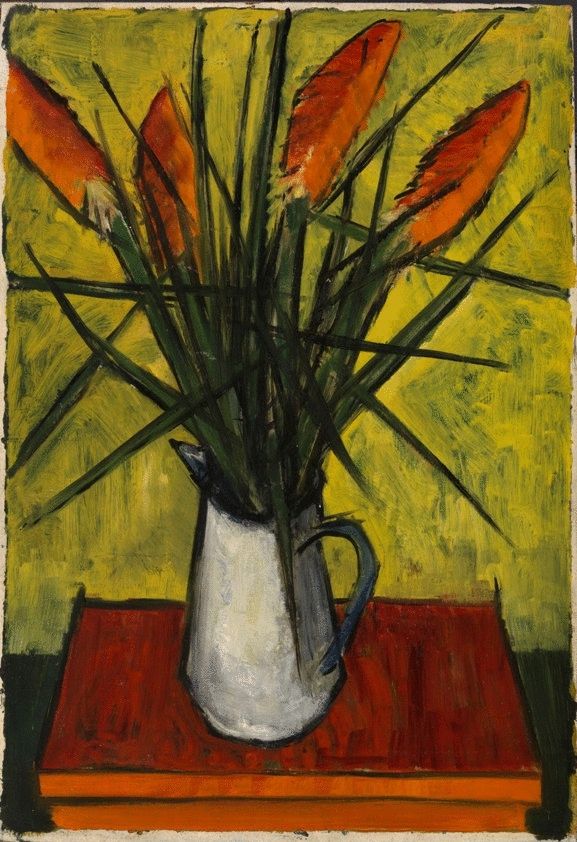 White Jug of Flowers on the Red Table
