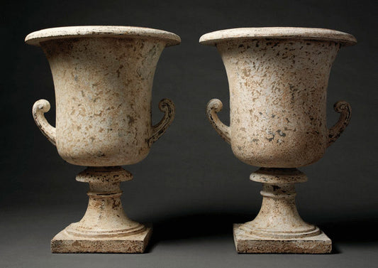 Fine Early Pair of Classical Cast Iron Urns