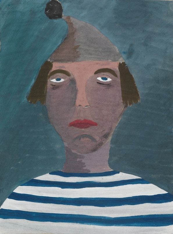 Portrait of Man With Bobble Hat and Striped Shirt