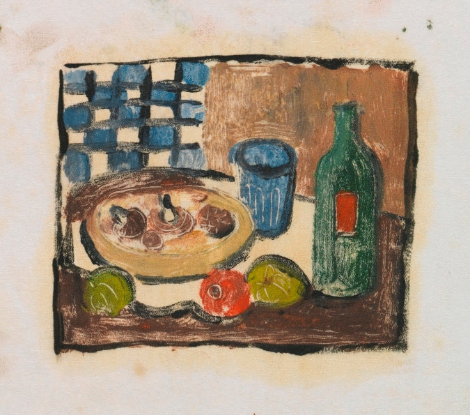 Composition Sketch with a Dish of Mushrooms, Glass and Bottle