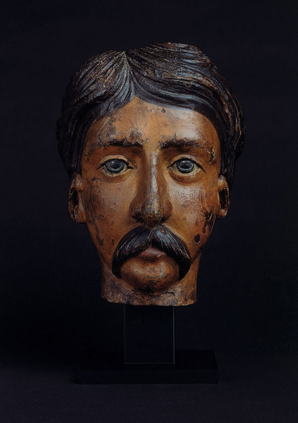 Folk Art Portrait Carving Of a Man with a Moustache