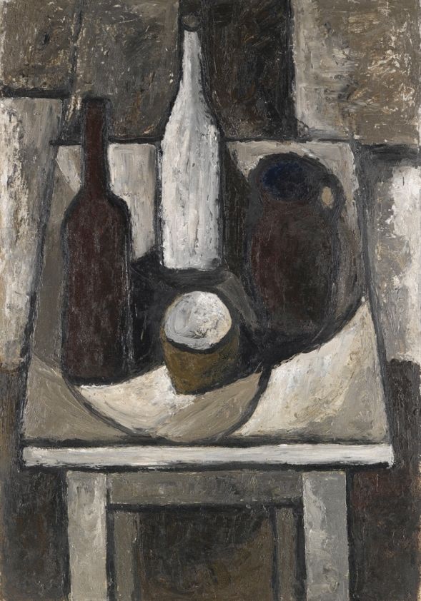 Bottles, Jug and Bowl On The White Table