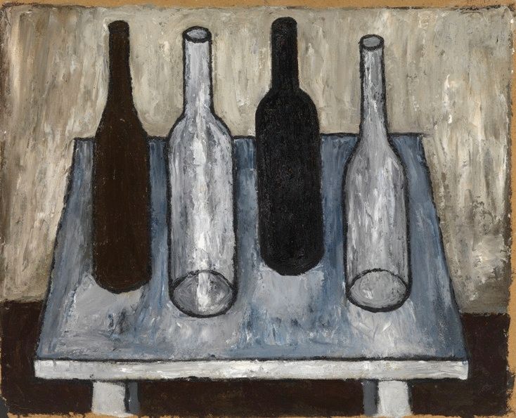 Four Bottles on the White Table