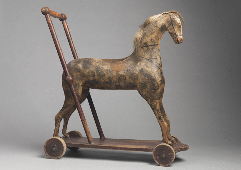 Sculptural Folk Art Horse Form Push Toy