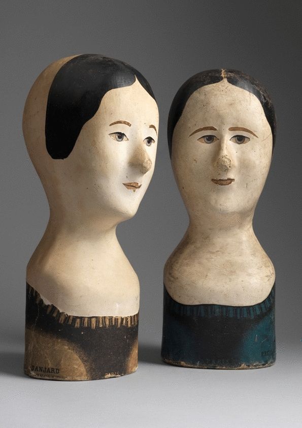 Two Female Form Milliners Heads or "Marottes"